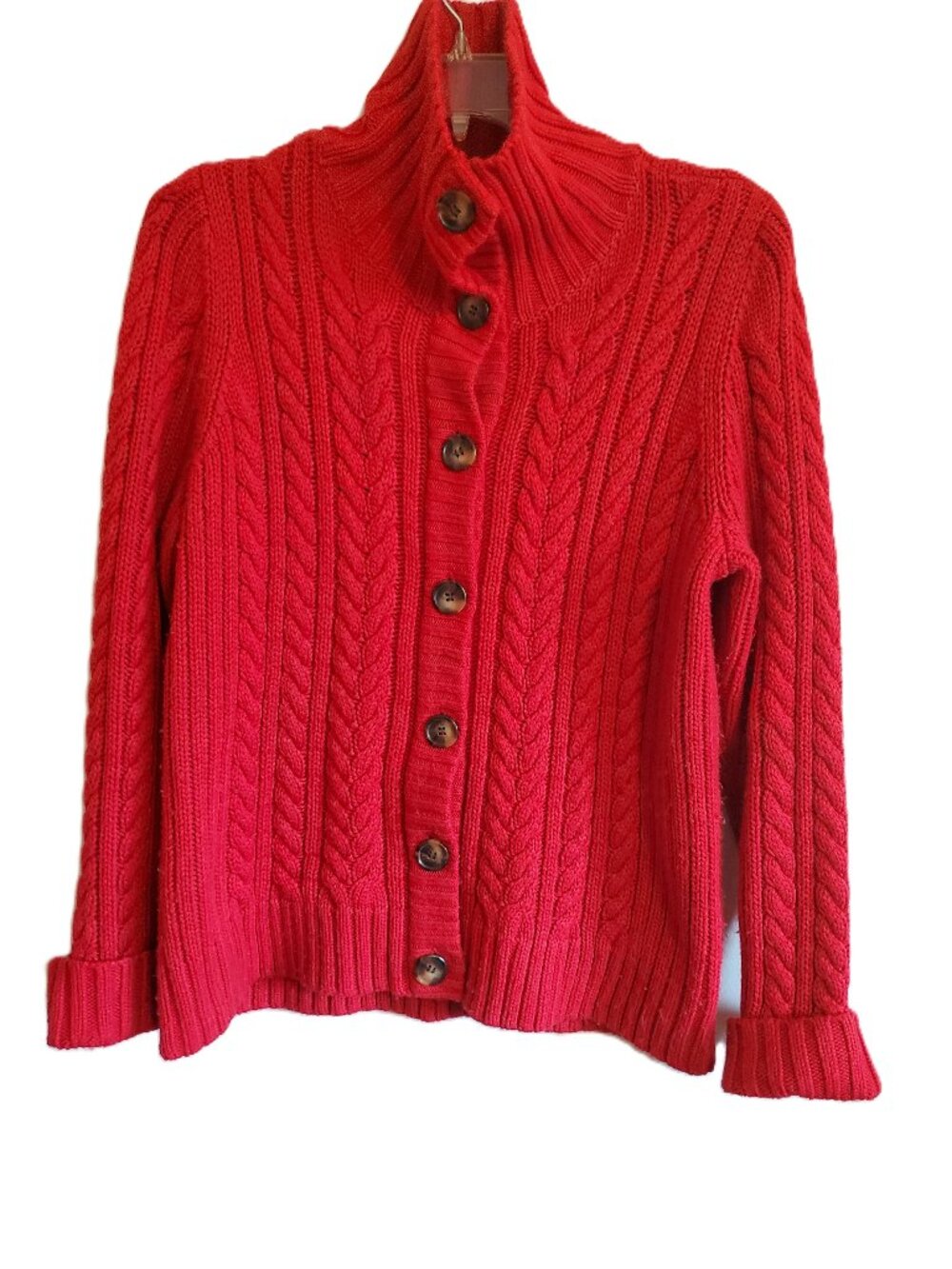 St John‎ Bay Red Chunky Cable Knit Cardigan 1X